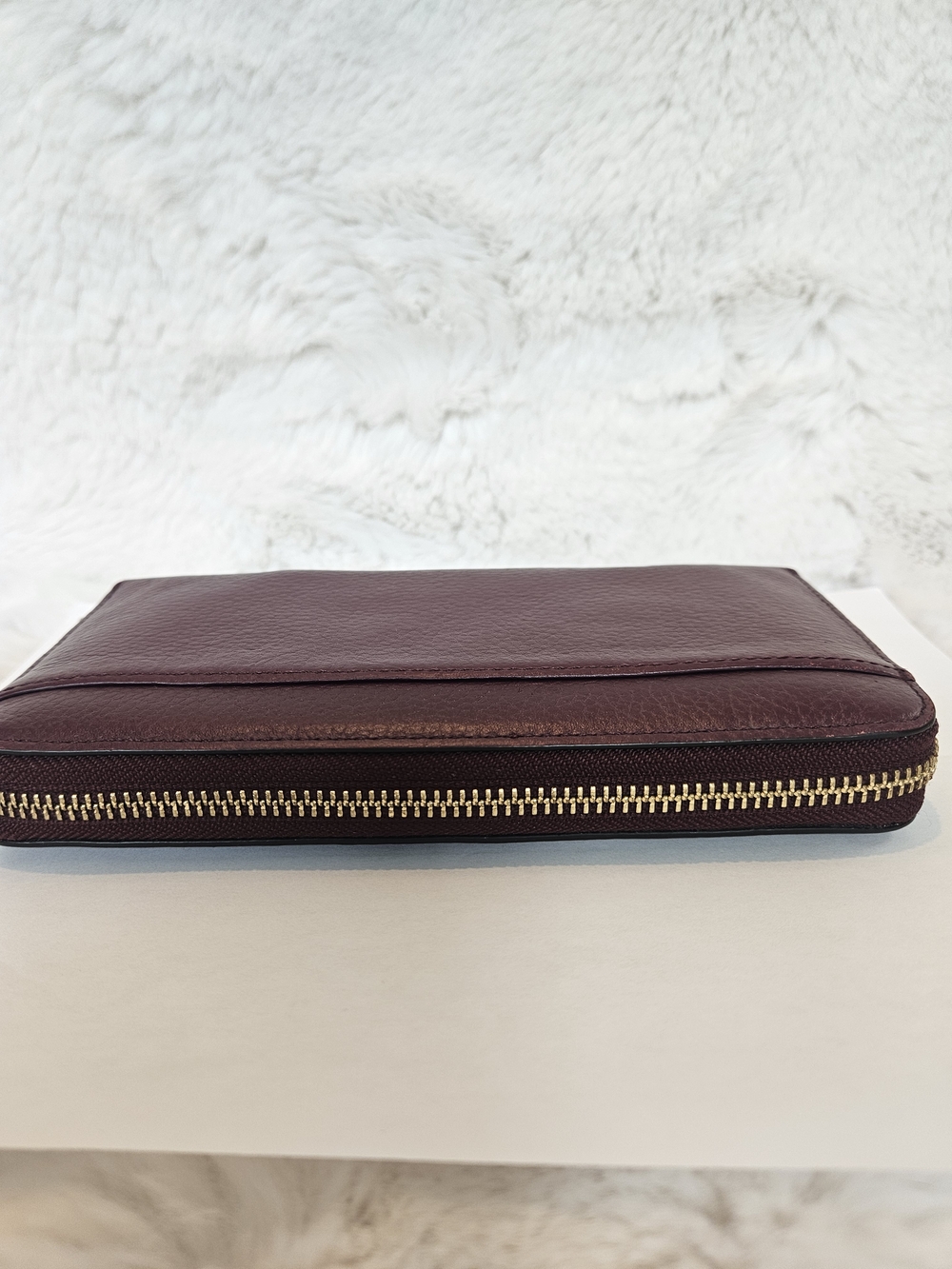 Kate Spade New York Large Zip Around Wallet Pebbled Leather Burgundy - Good Cond - Picture 13 of 15